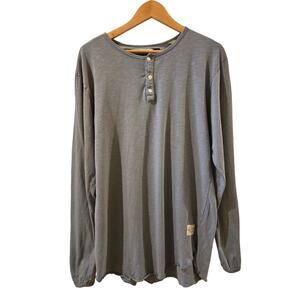 Kinetix Shirt Casual Luxury Long Sleeve Henley Blue Heather Cotton Mens Large